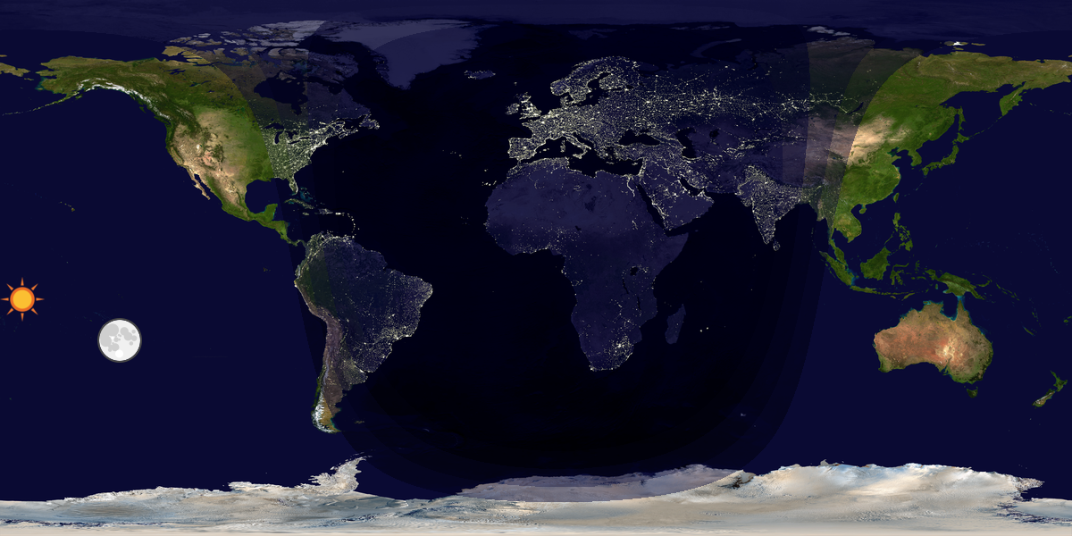Verdenskart som viser dag og natt 