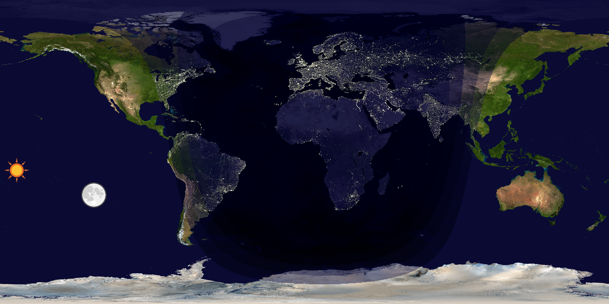 Verdenskart som viser dag og natt 