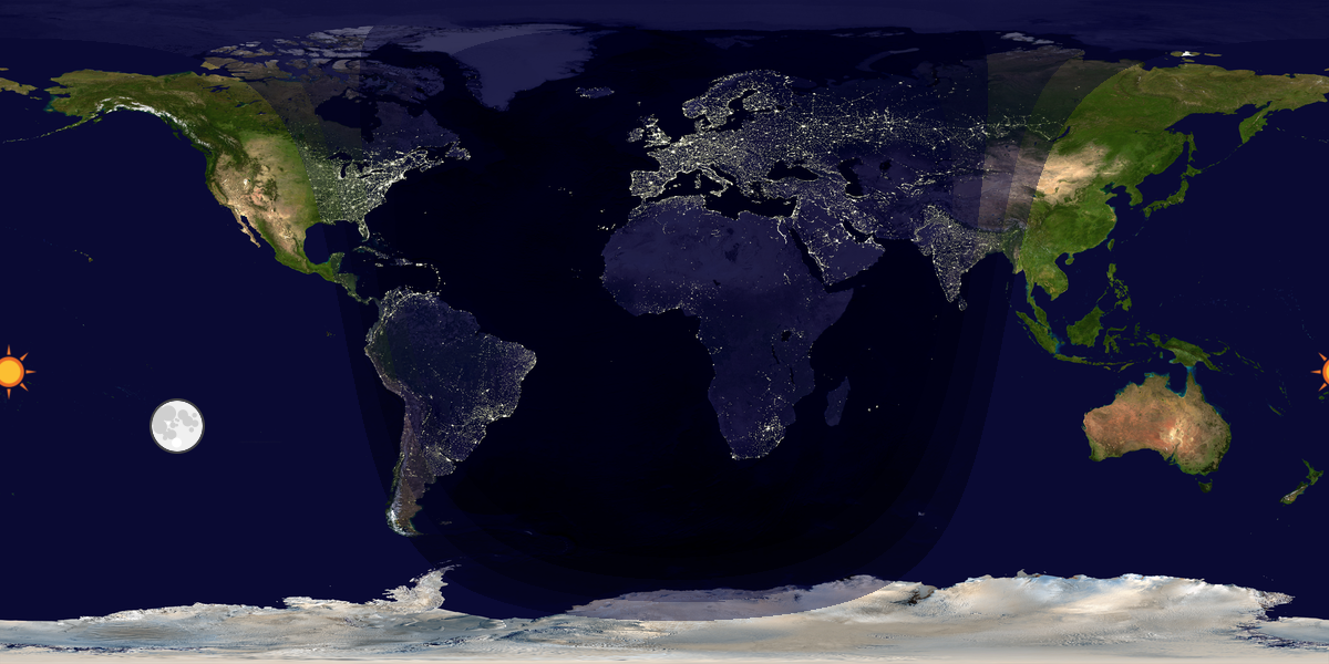 Verdenskart som viser dag og natt 