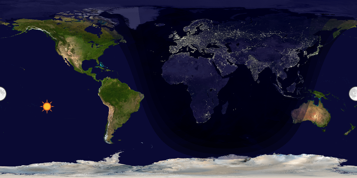 Verdenskart som viser dag og natt 