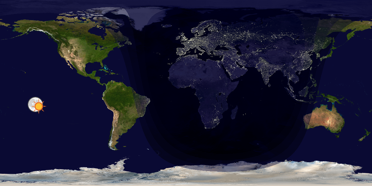 Verdenskart som viser dag og natt 
