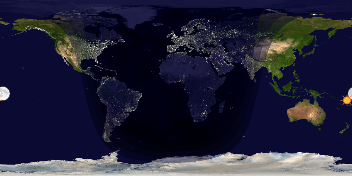 Verdenskart som viser dag og natt 