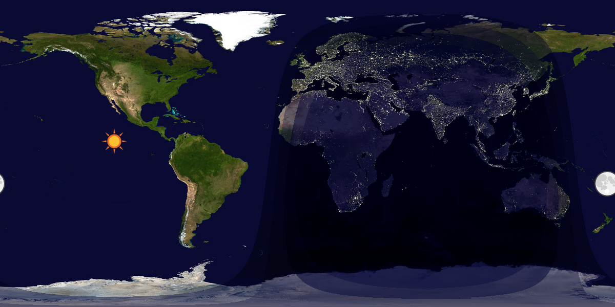 Verdenskart som viser dag og natt 