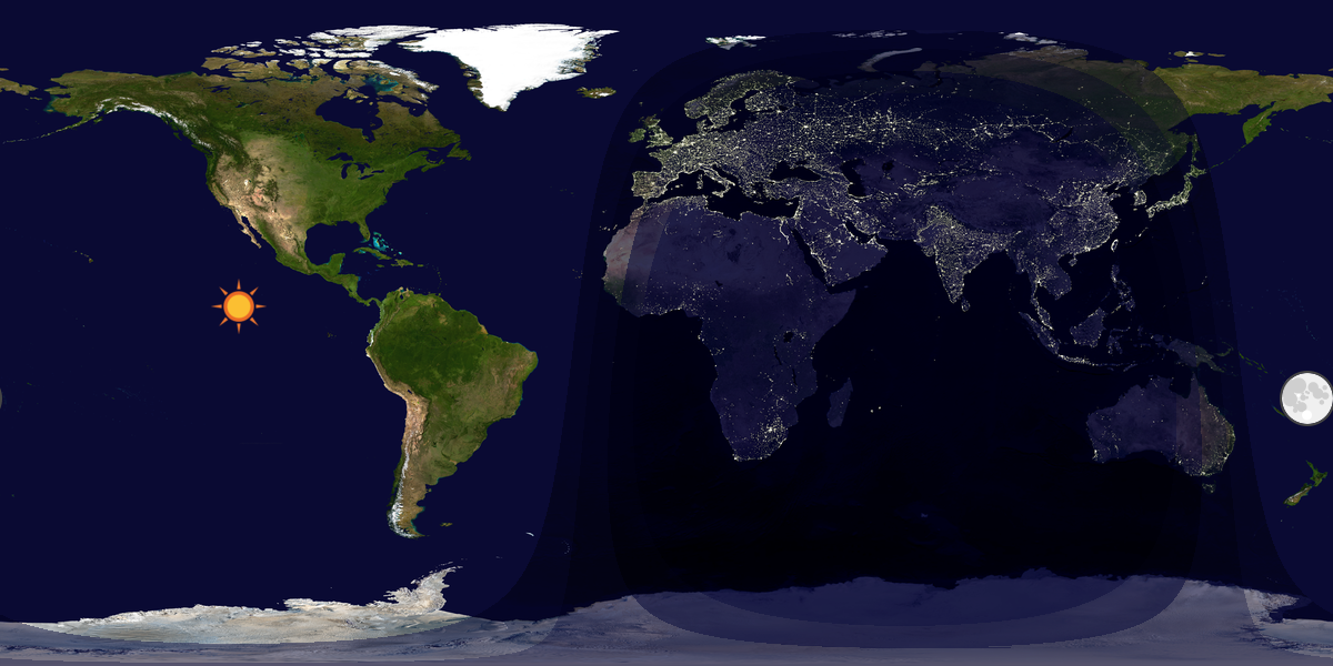 Verdenskart som viser dag og natt 