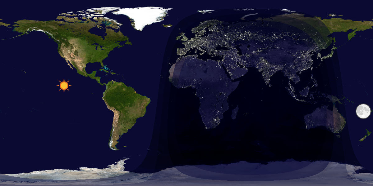 Verdenskart som viser dag og natt 
