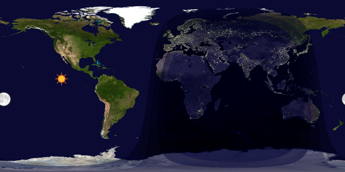Verdenskart som viser dag og natt 
