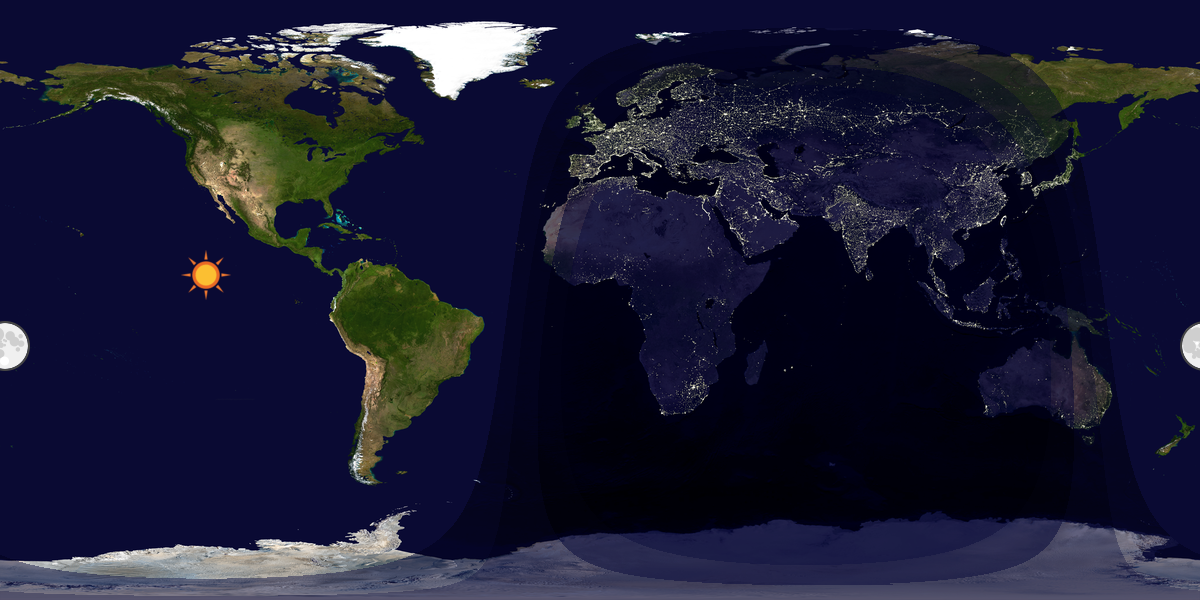 Verdenskart som viser dag og natt 