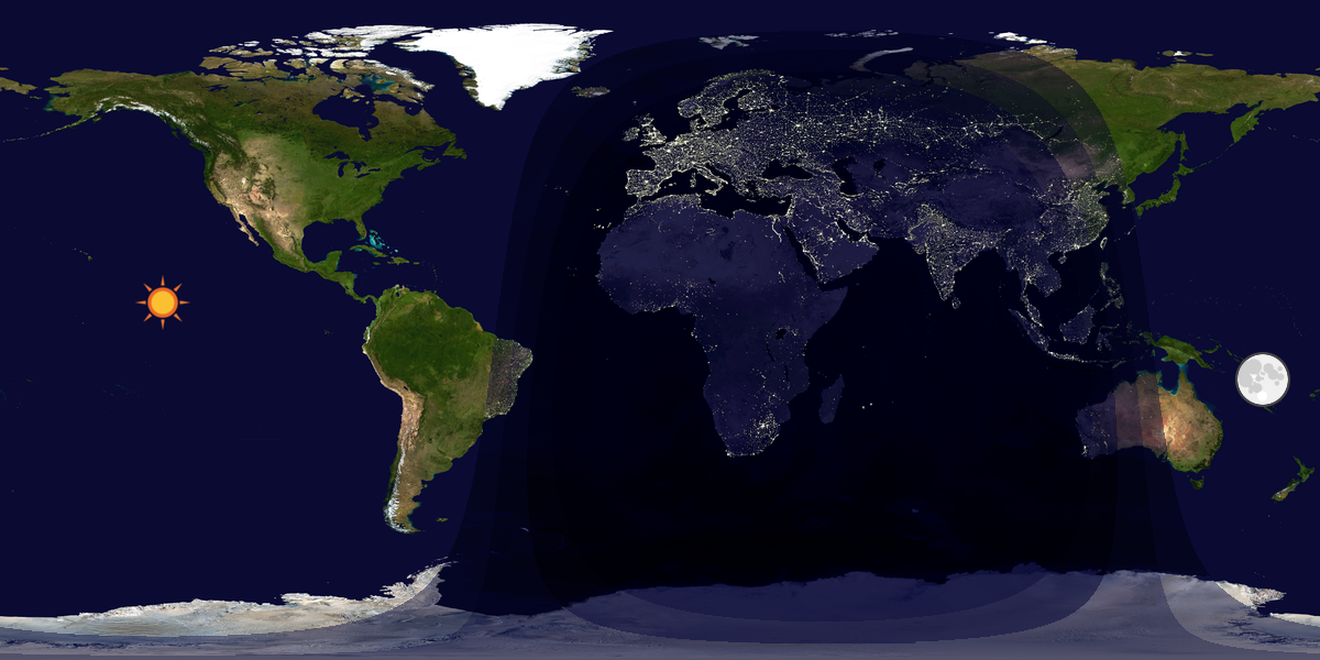 Verdenskart som viser dag og natt 