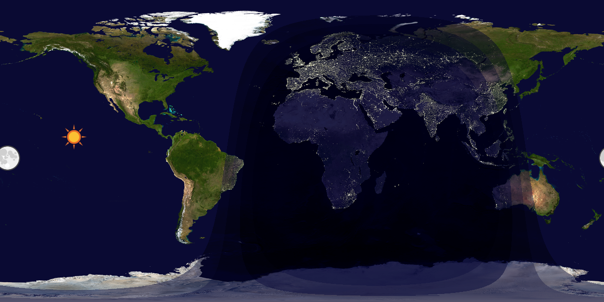 Verdenskart som viser dag og natt 