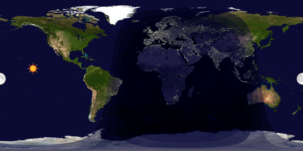 Verdenskart som viser dag og natt 