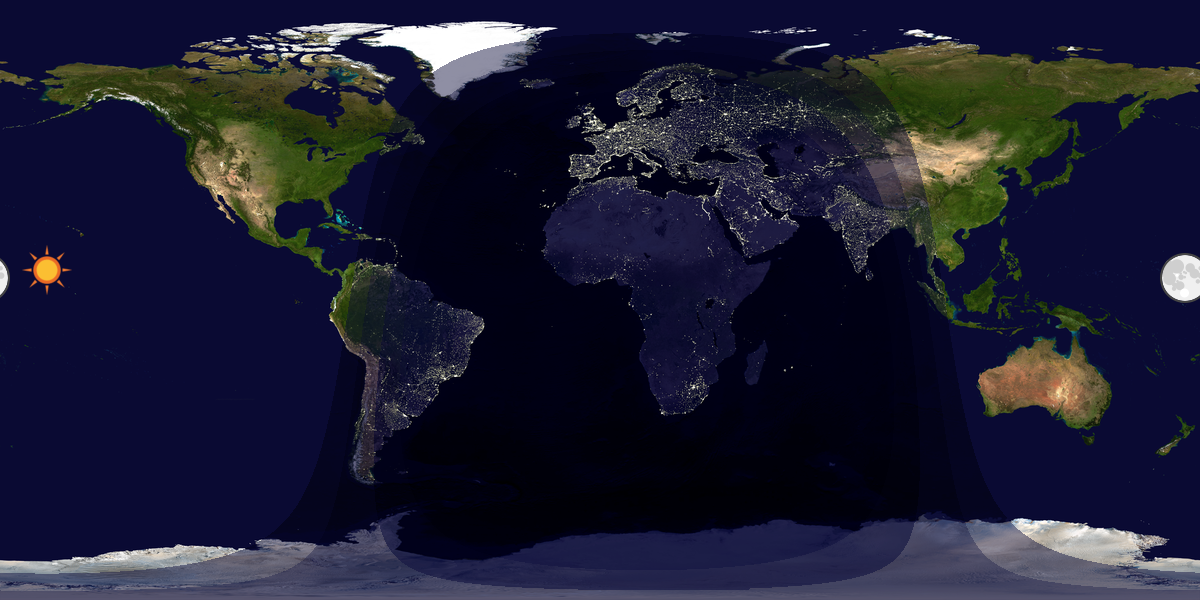Verdenskart som viser dag og natt 