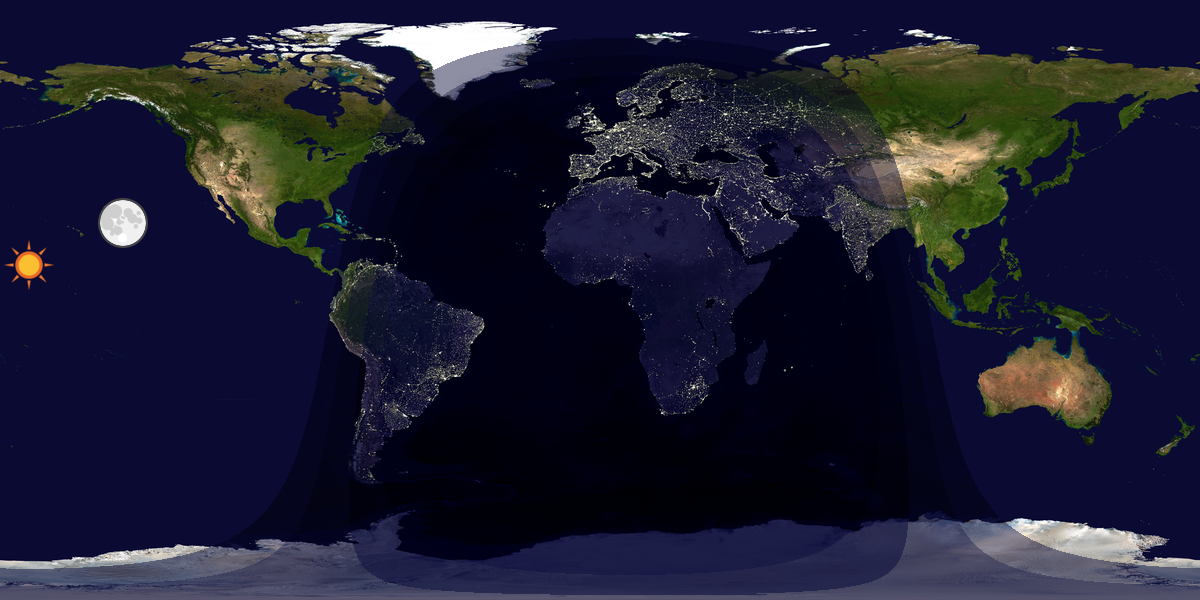 Verdenskart som viser dag og natt 
