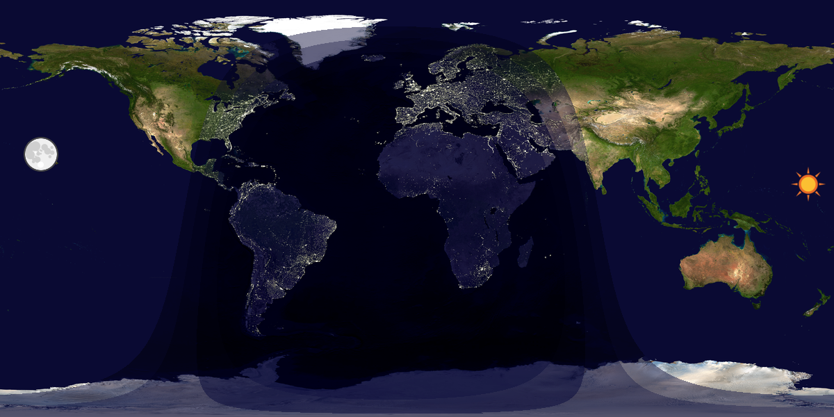 Verdenskart som viser dag og natt 
