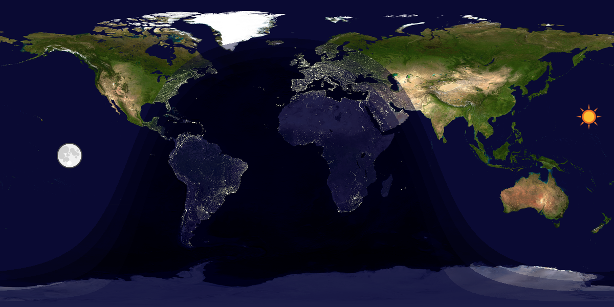 Verdenskart som viser dag og natt 