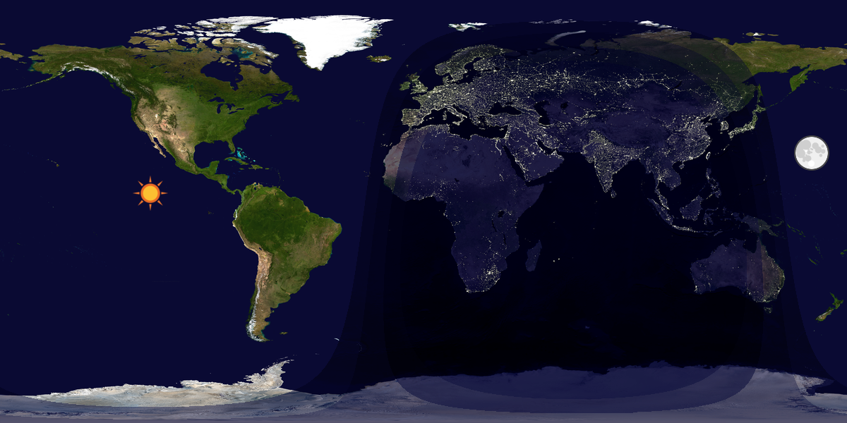 Verdenskart som viser dag og natt 