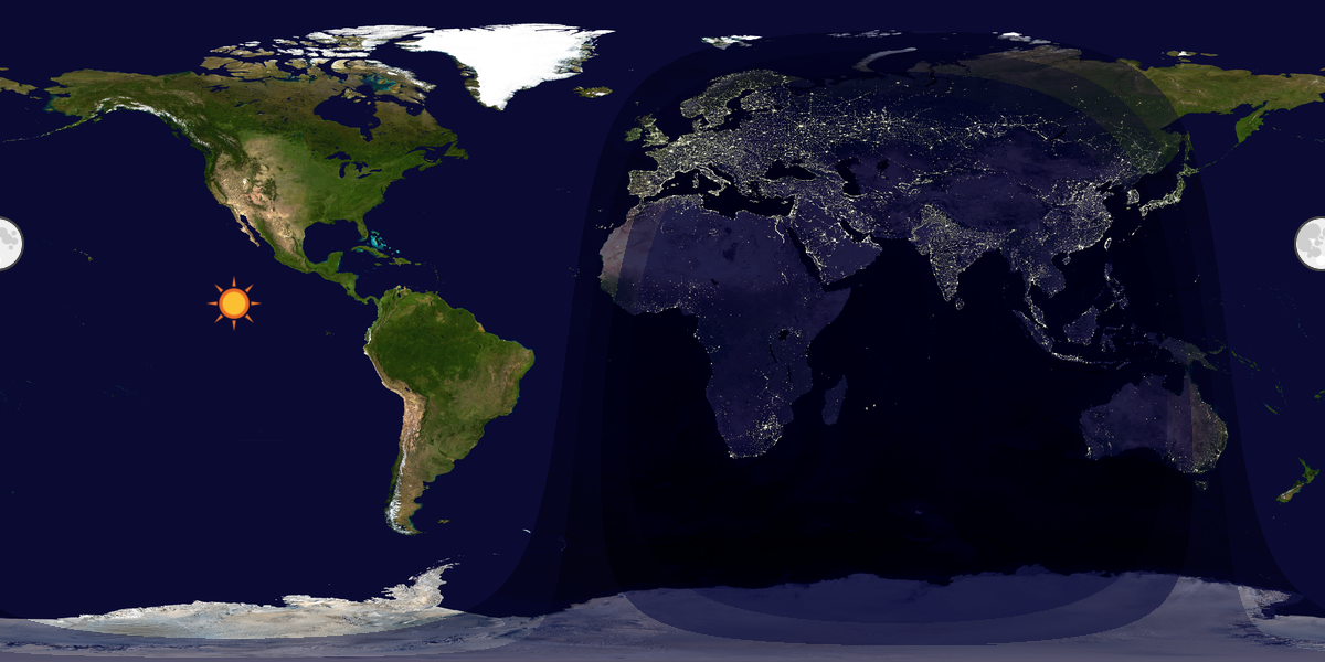 Verdenskart som viser dag og natt 
