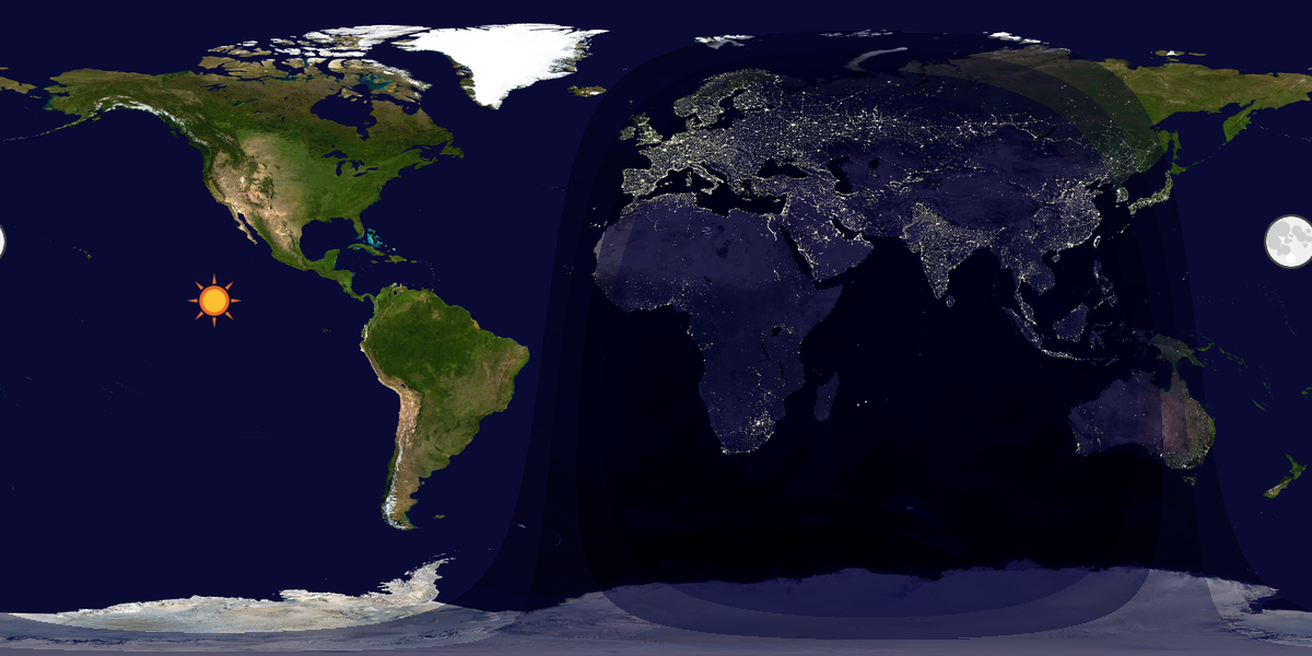 Verdenskart som viser dag og natt 