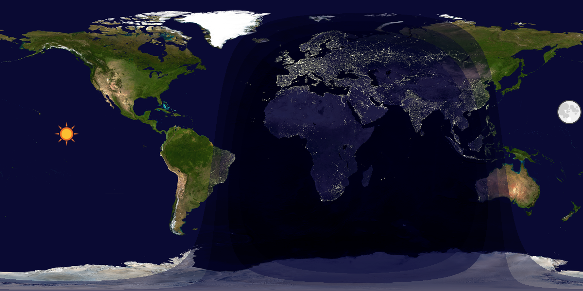 Verdenskart som viser dag og natt 
