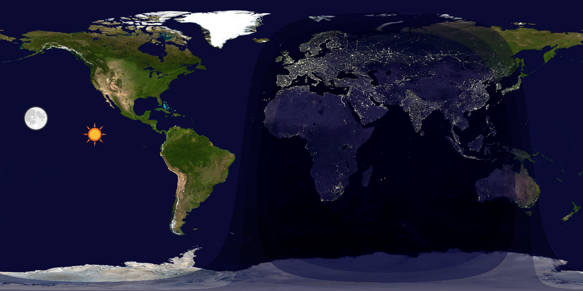 Verdenskart som viser dag og natt 