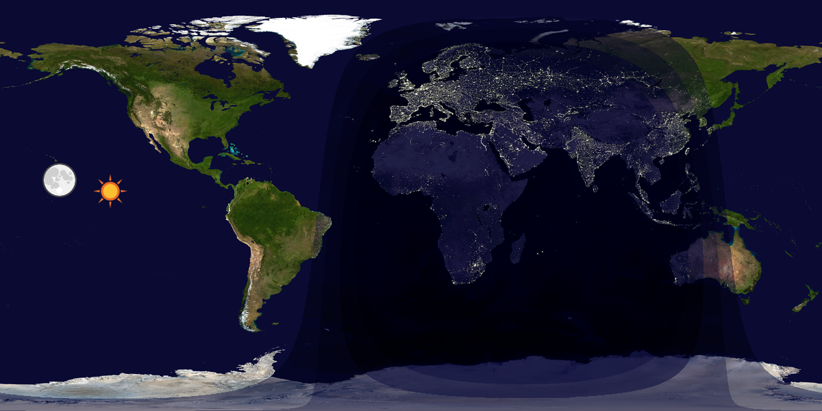 Verdenskart som viser dag og natt 