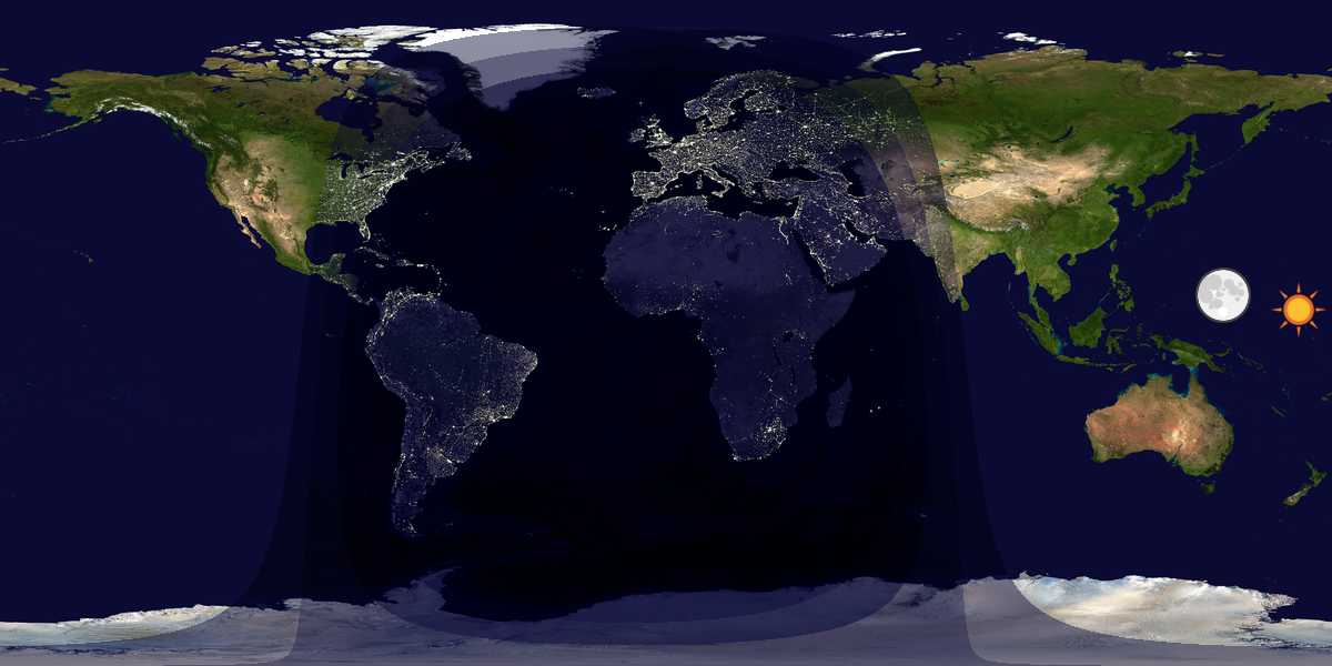 Verdenskart som viser dag og natt 