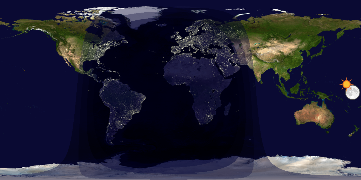 Verdenskart som viser dag og natt 