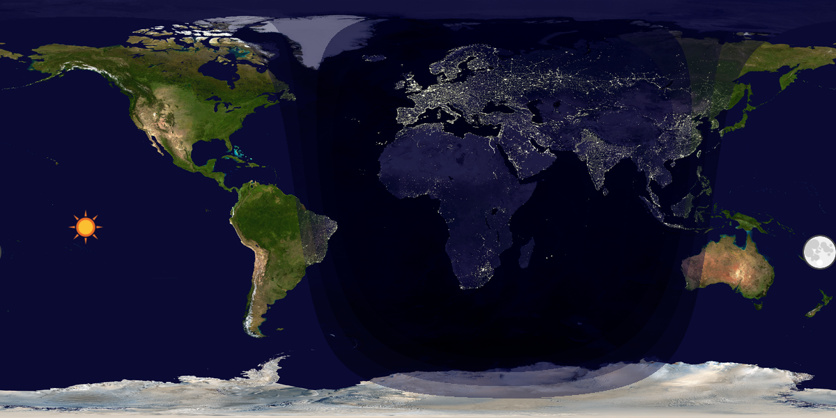 Verdenskart som viser dag og natt 