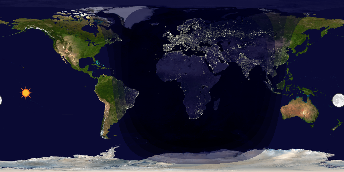 Verdenskart som viser dag og natt 