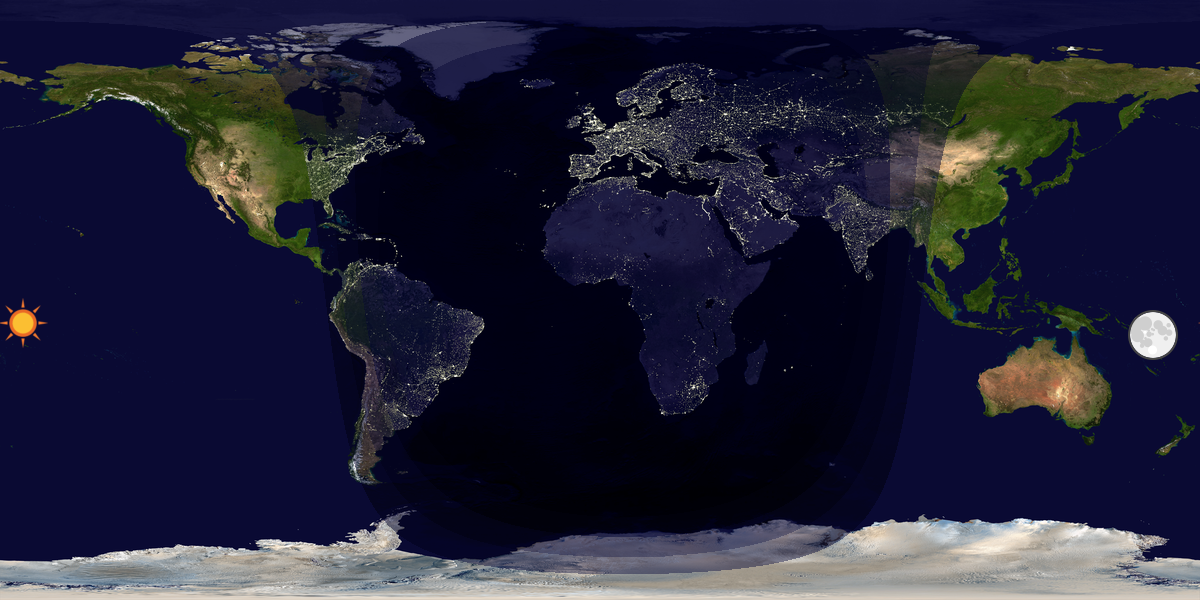 Verdenskart som viser dag og natt 
