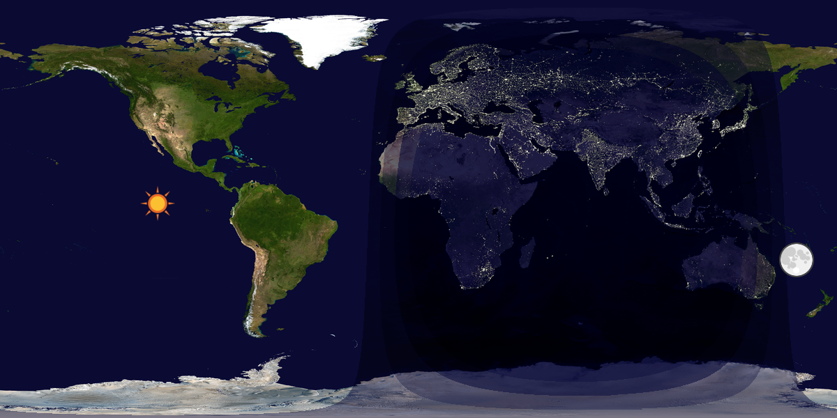 Verdenskart som viser dag og natt 