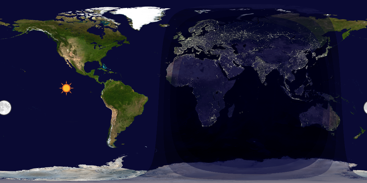 Verdenskart som viser dag og natt 
