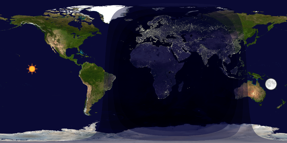 Verdenskart som viser dag og natt 