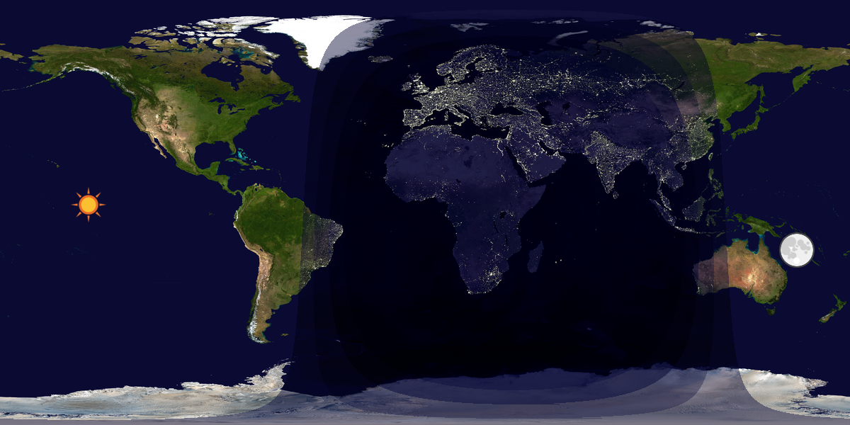 Verdenskart som viser dag og natt 