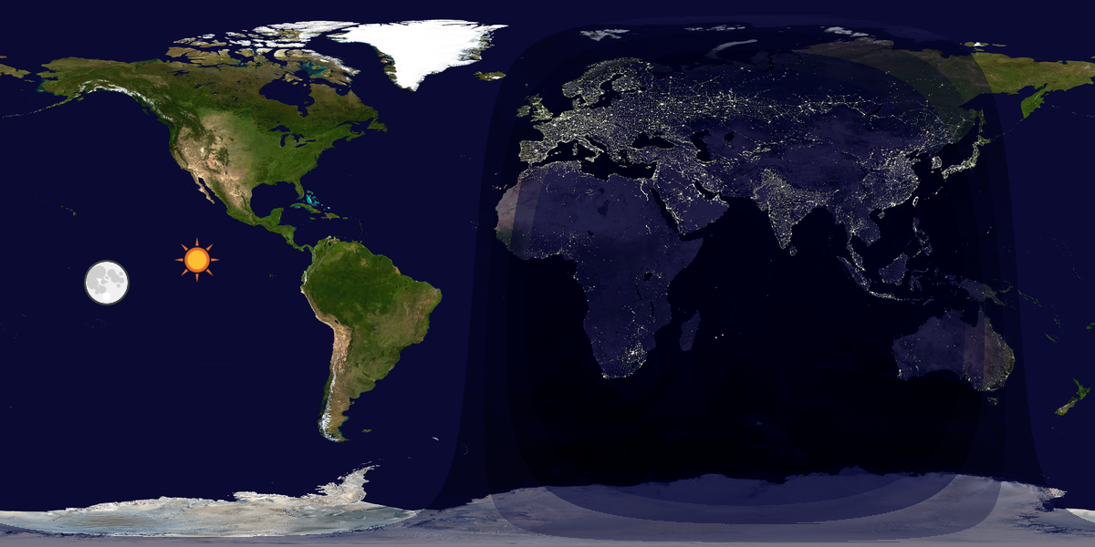 Verdenskart som viser dag og natt 