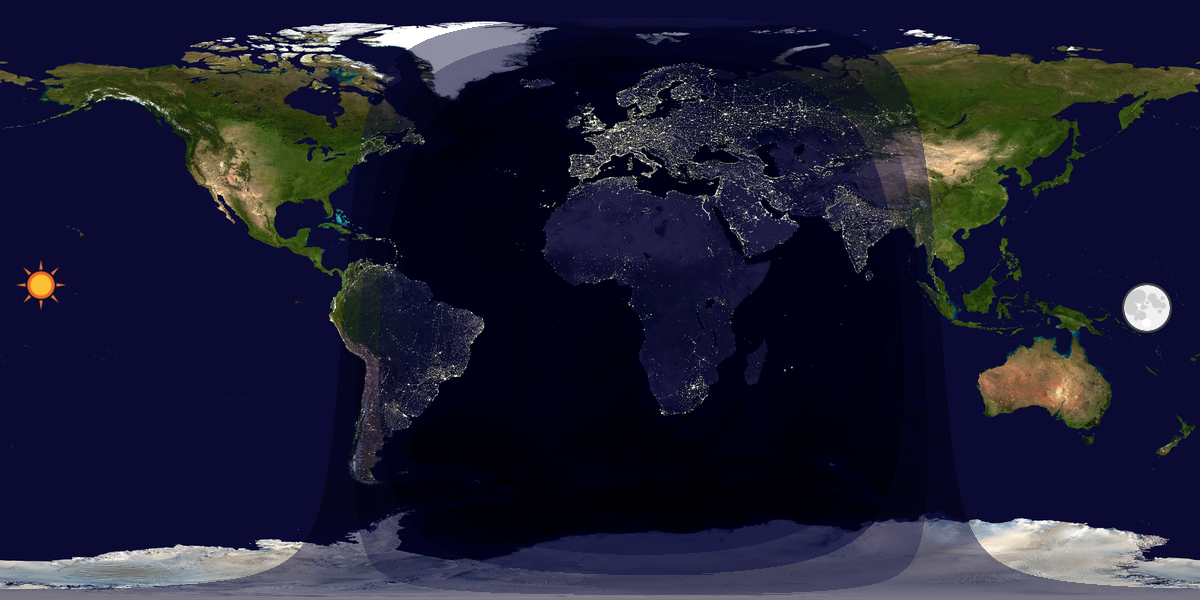 Verdenskart som viser dag og natt 