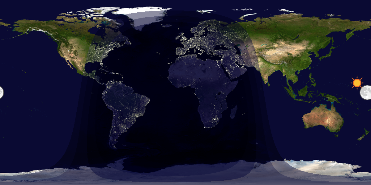 Verdenskart som viser dag og natt 