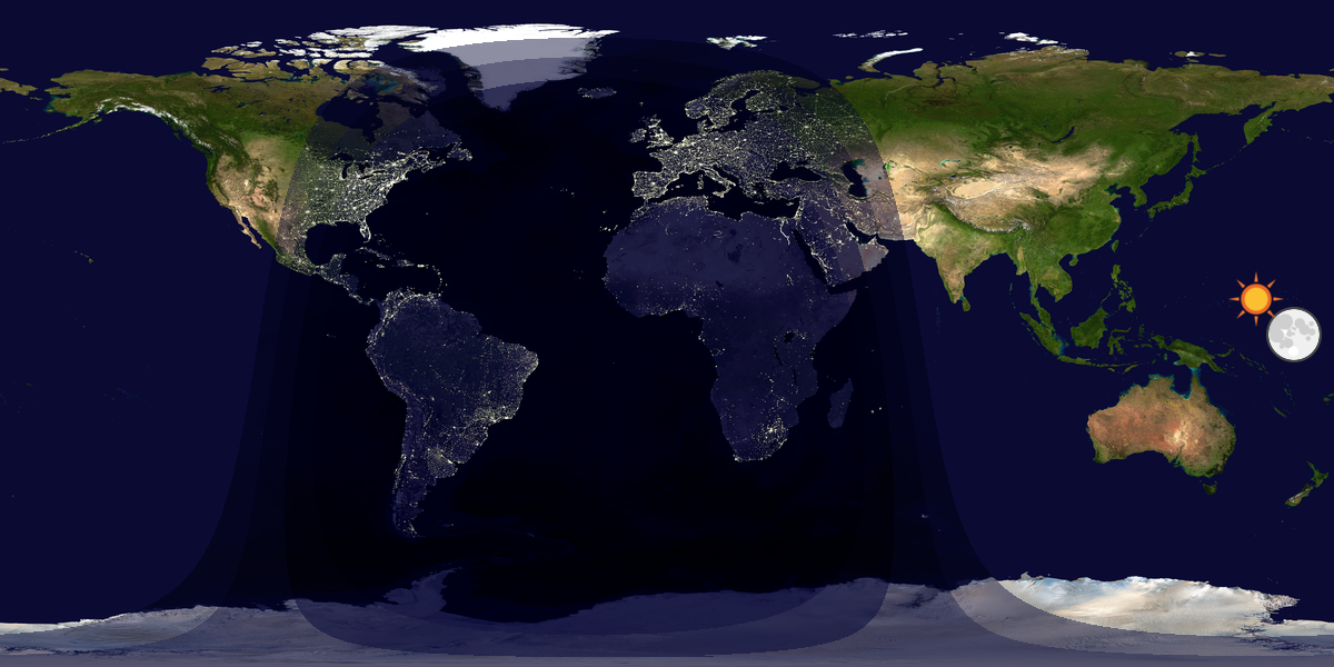 Verdenskart som viser dag og natt 