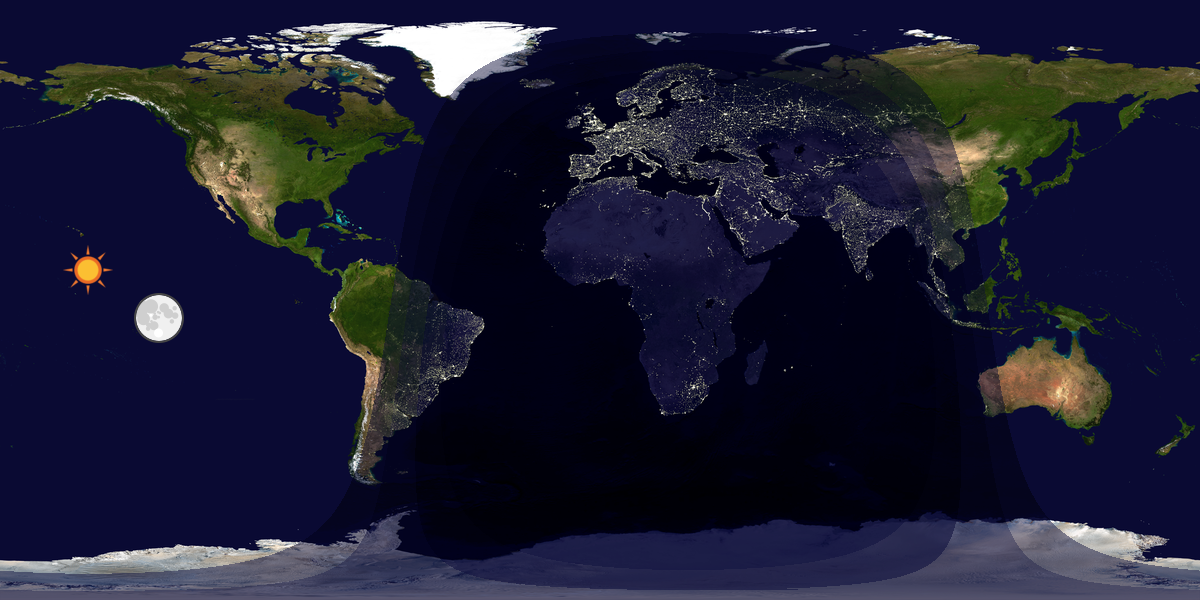 Verdenskart som viser dag og natt 