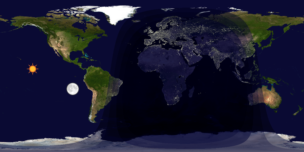 Verdenskart som viser dag og natt 