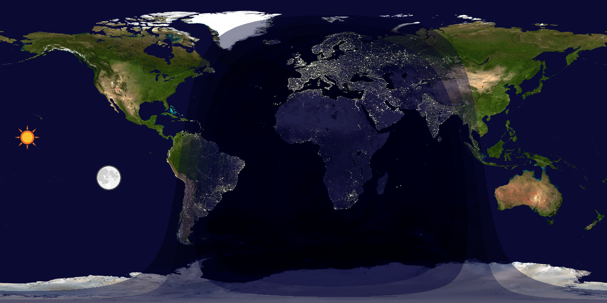 Verdenskart som viser dag og natt 