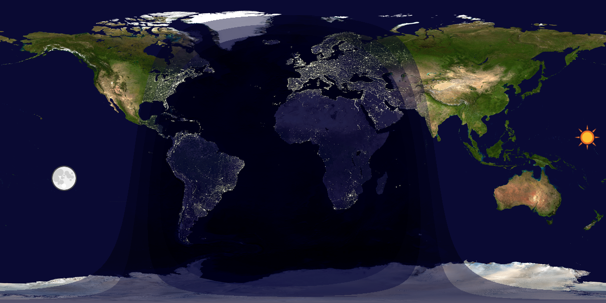 Verdenskart som viser dag og natt 