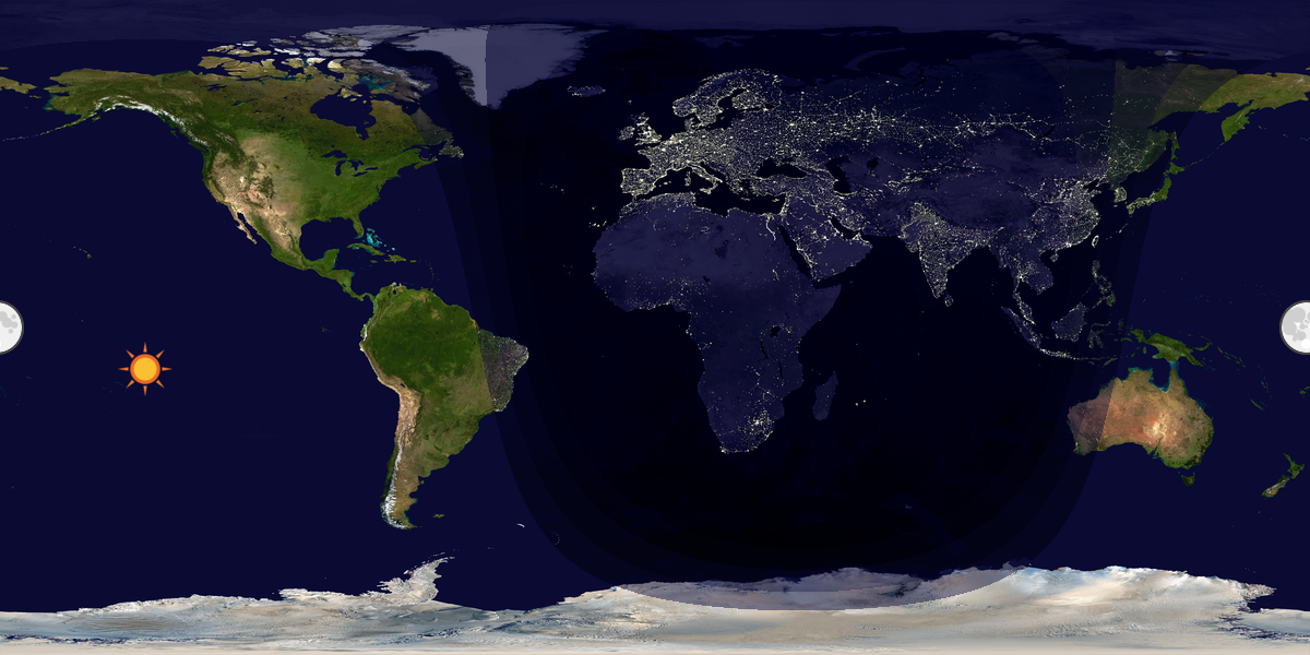 Verdenskart som viser dag og natt 