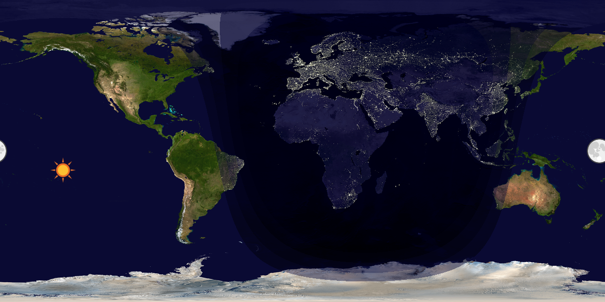 Verdenskart som viser dag og natt 