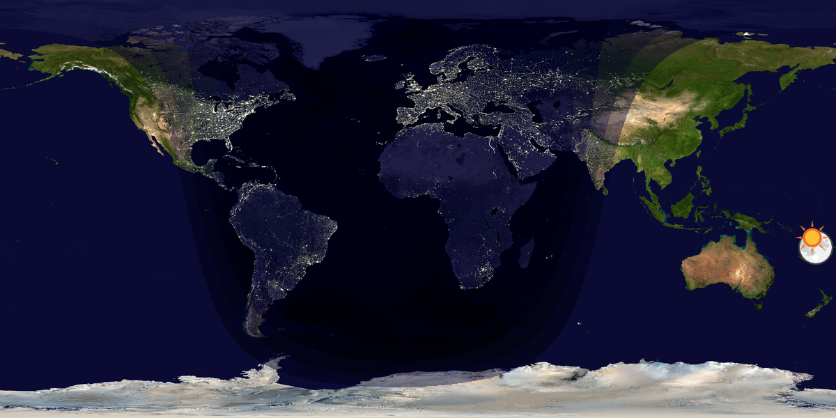 Verdenskart som viser dag og natt 