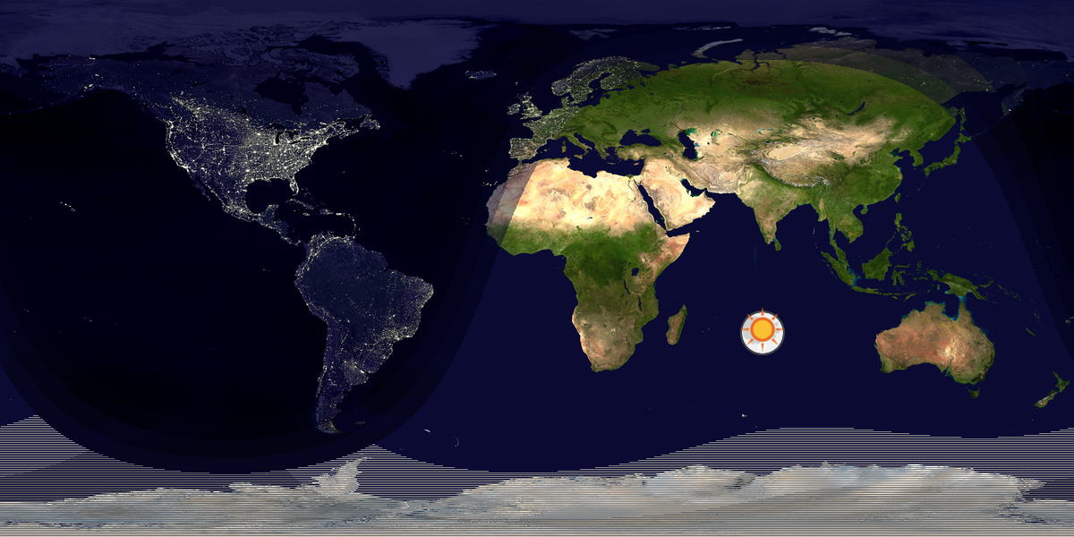 Verdenskart som viser dag og natt 
