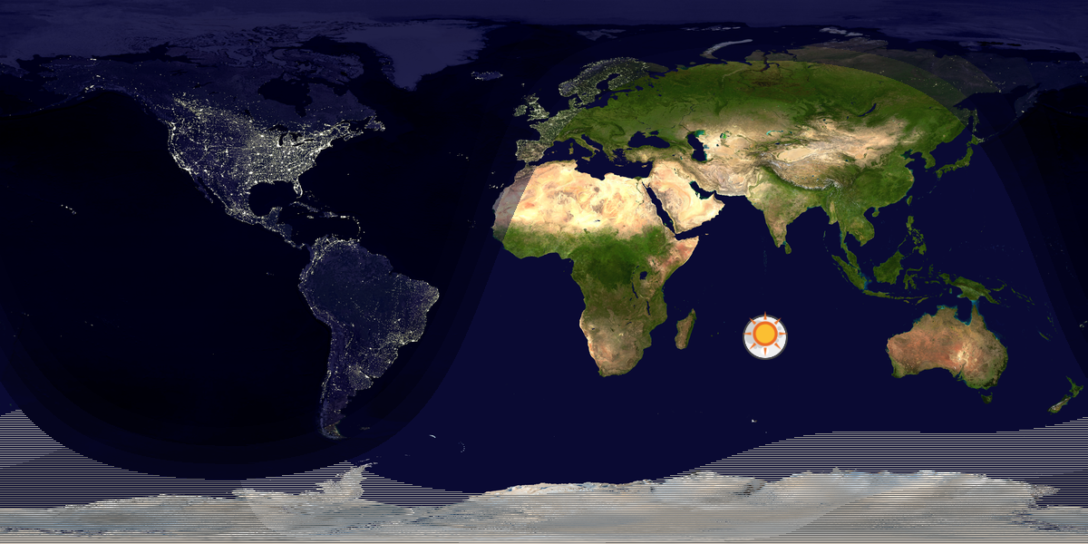 Verdenskart som viser dag og natt 