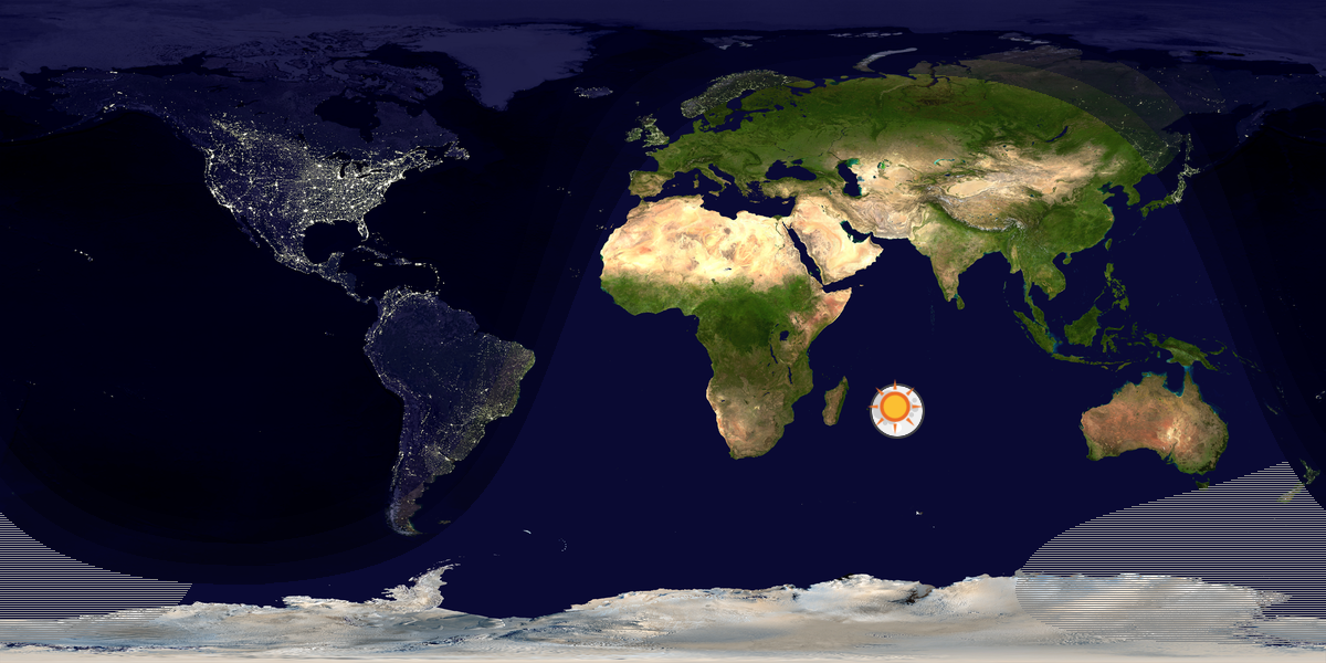 Verdenskart som viser dag og natt 