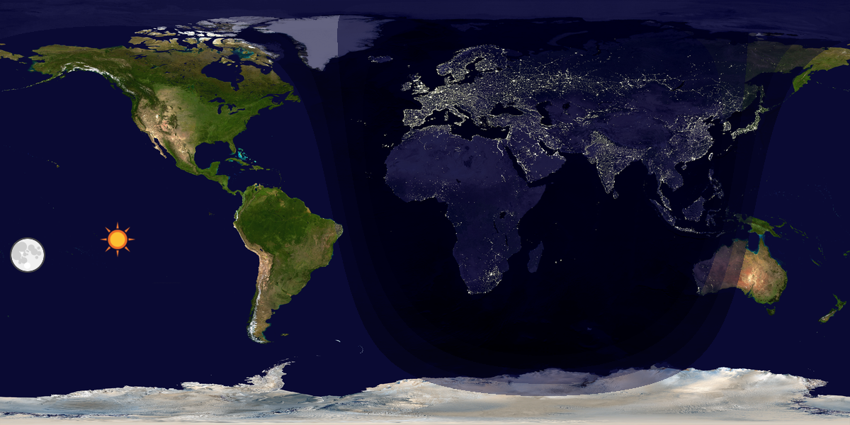 Verdenskart som viser dag og natt 