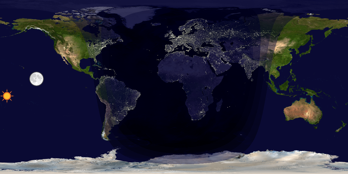 Verdenskart som viser dag og natt 
