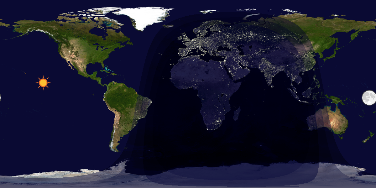 Verdenskart som viser dag og natt 
